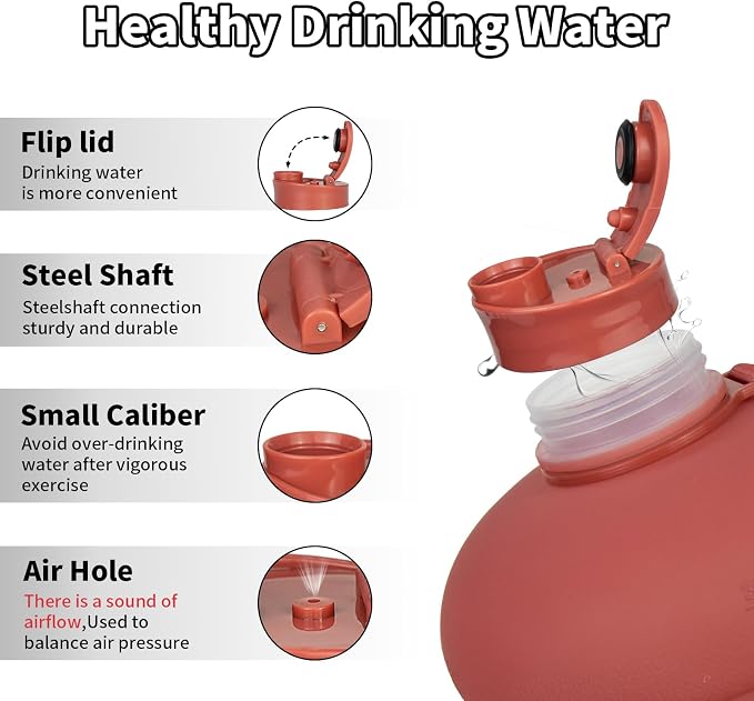 TOOFEEL1 Gallon Water Bottle,Leakproof,Bpa Free,Dishwasher Safe,128 oz Large Water Jug wiht Handle,Travel & Camping & Sports & Gym Water Bottle For Men and Women - Dawn