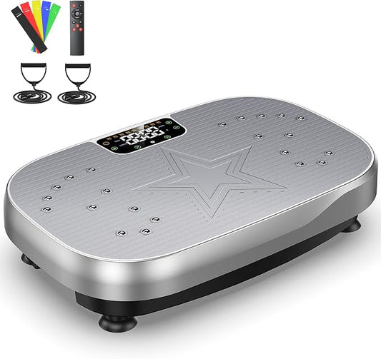 Vibration Plate Exercise Machine with Smart APP, 199 Levels Whole Body Vibrating Platform with 68 Video Courses, Lymphatic Drainage Weight Loss Shaker Plate, with Bluetooth, Remote, 5 Resistance Bands
