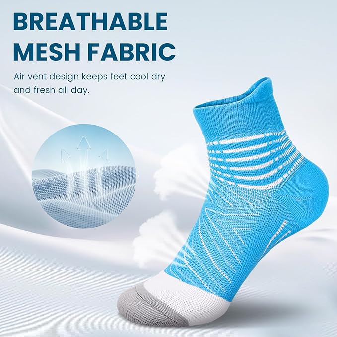 IRAMY Compression Ankle Support Socks Women - Wicking, Cushioned Athletic, Plantar Fasciitis Relief 2/3/6 Pairs