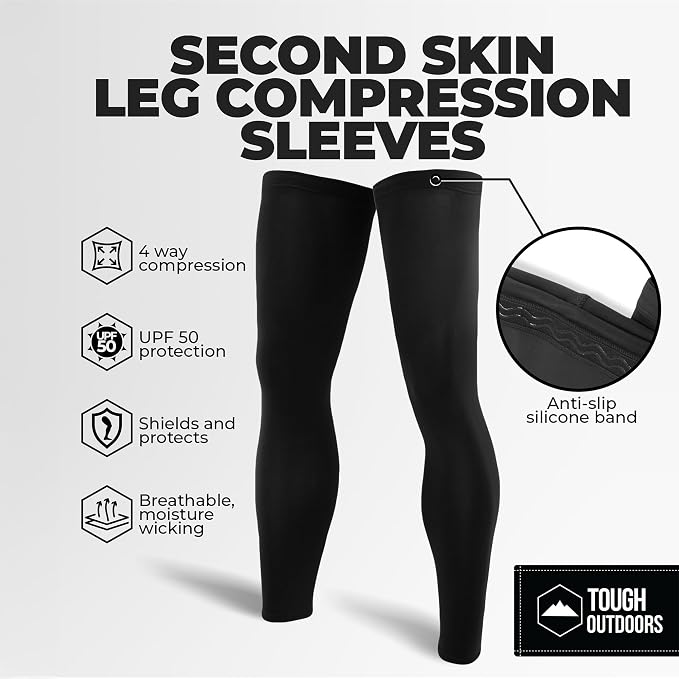 Tough Outdoors Leg Compression Sleeve - Leg Sleeves for Men & Women - Compression Calf Sleeves - Basketball Football Cycling