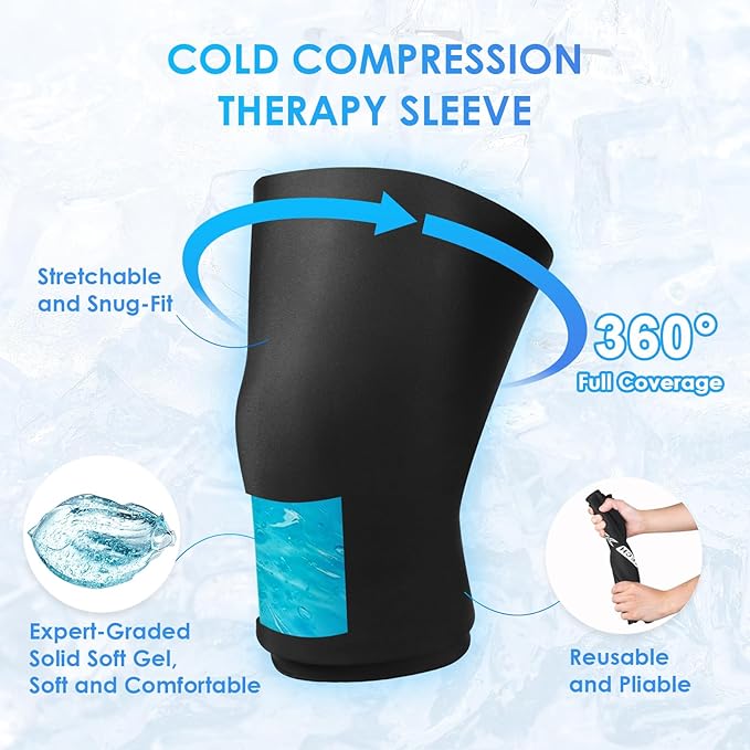 Comfitech Knee Ice Sleeve for Cooling Application, Flexible Cold Gel Pack Reusable, Large