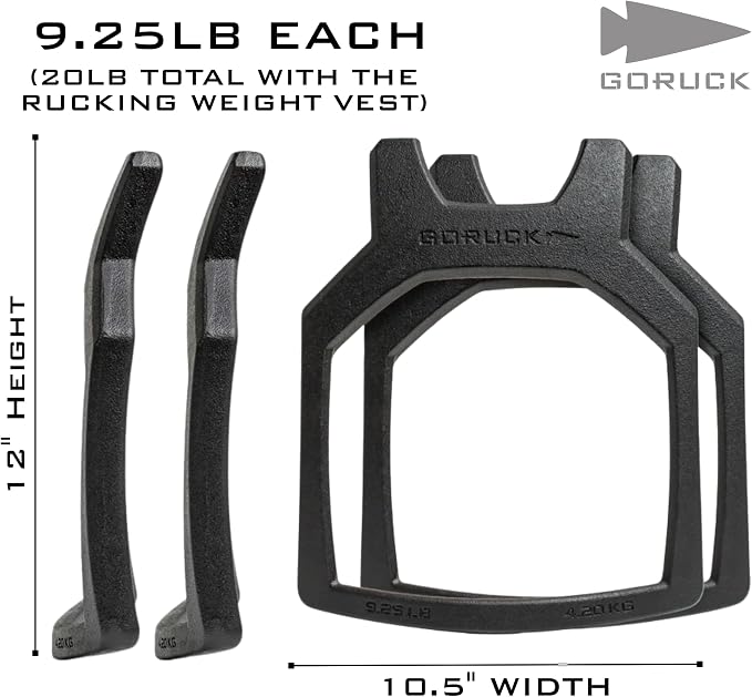 GORUCK Curved Ruck Plate 2 Pack for Rucking Weight Vest | Cast Iron Weighted Vest Plates, Chest Cutout for Easier Breathing, Powder Coated, Fits GORUCK Rucking Weight Vest Only