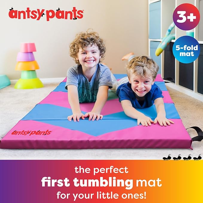 Antsy Pants Tumbling Mat for Kids – Gymnastics Mat, Easy to Clean, Sturdy, Foldable Tumbling Mats, Padded, Lightweight, Portable, Gymnastics Equipment for Active Play