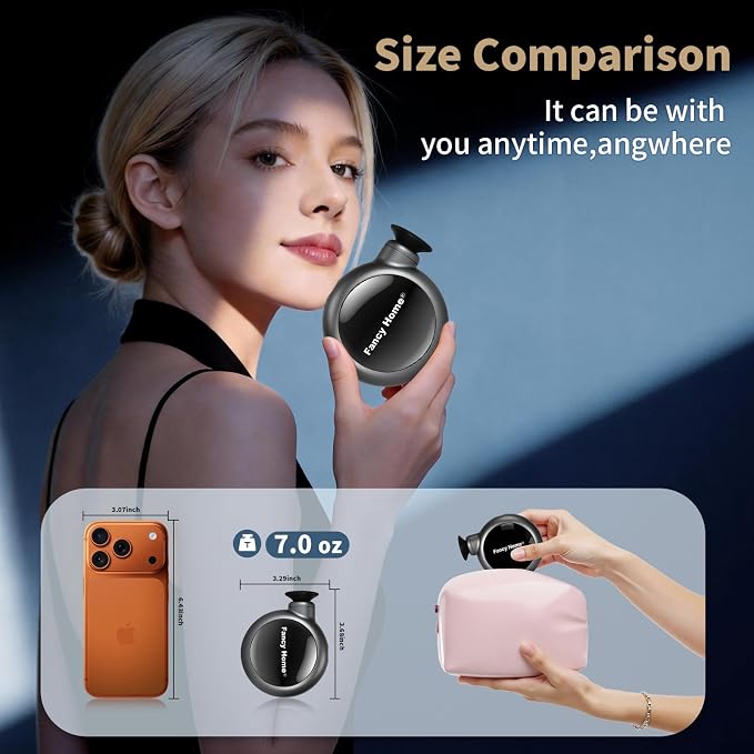 Fancy Home® Mini Massage Gun - Palm Sized Deep Tissue Massager Gun, Unique Small Hand Massager for Circulation, Cordless Powerful 3200 RPM | Ultra Quiet | Travel Friendly （Black Grey） Father's Day