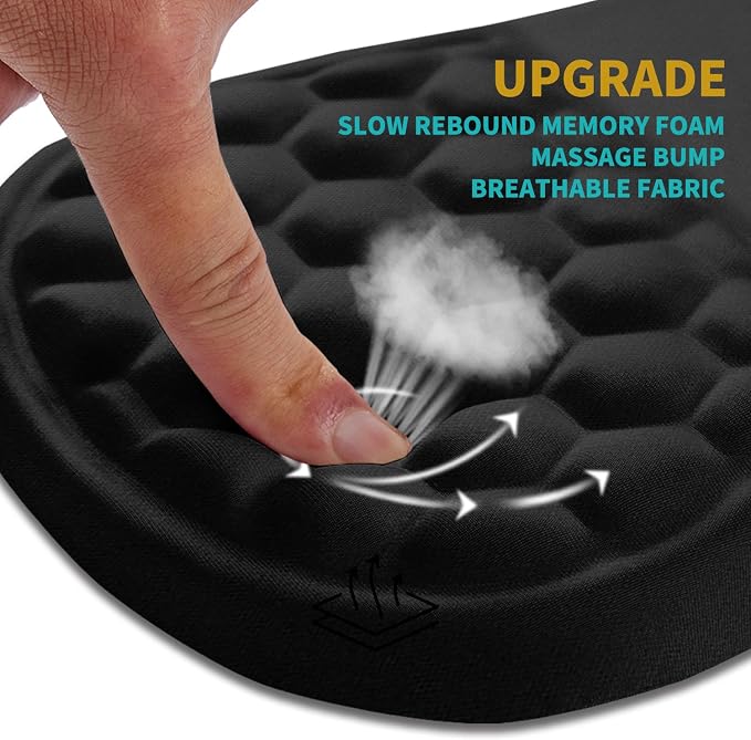 Hokafenle Ergonomic Mouse Pad Wrist Support, Wrist Rest Mousepad for Carpal Tunnel Pain Relief with Integrated Memory Foam Slope Massage Bulge (11.8x7.9 inch,Polar Night