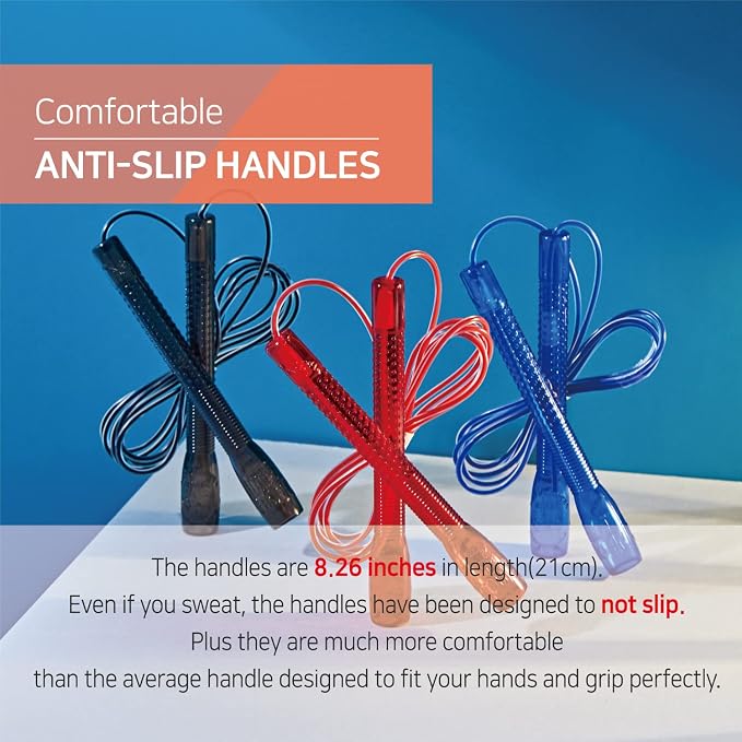 Skipping Jump Rope for Fitness Workout - Light Weight, Adjustable, Tangle Free, Excellent line control for Cardio Boxing, CrossFit, Training Exercise All Ages and Gender ( Special Luxury, KA-220, Made in Korea)