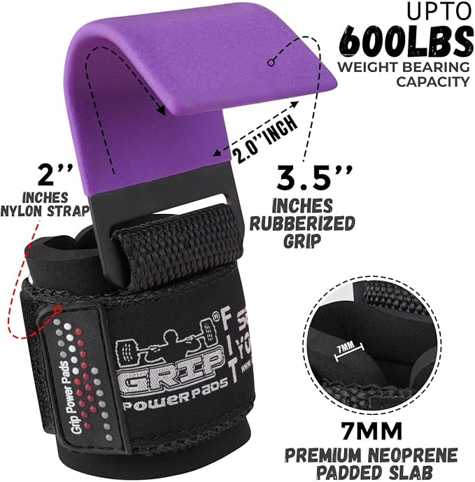 Weight Lifting Rod Hooks Heavy Duty Wrist Wraps Power Weight Lifting Training Gym Grips Straps Set of 2