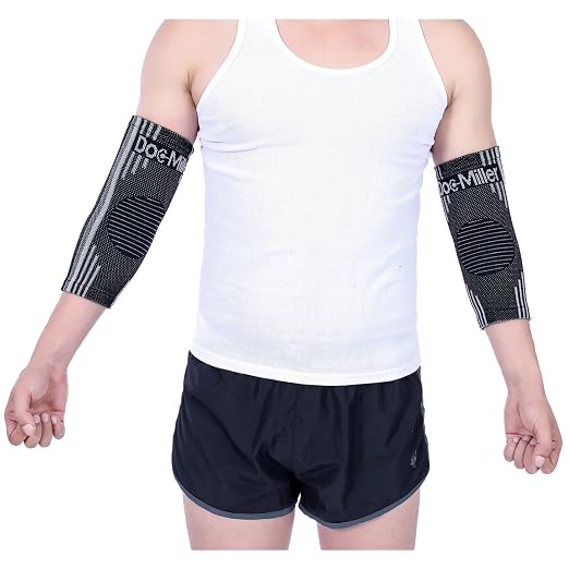 Doc Miller Elbow Compression Sleeves for Tendonitis, Women & Men, 1 Pair | Compression support, Arm Brace, Tennis Injuries, Bursitis Relief, Tendon Care, Active Use, Sports & Recovery