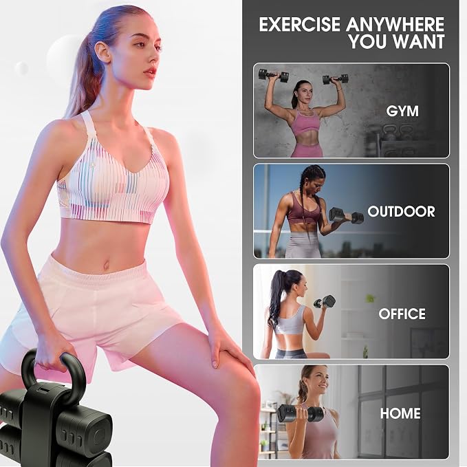 Adjustable 2-in-1 Convertible Kettlebell & Dumbbells Set, 4 in 1 Free Weights Dumbbell Set of 2, Each 2.2 3.3 4.4 5.5lb Quick Change Women Dumbbell Set for Home Exercise Training