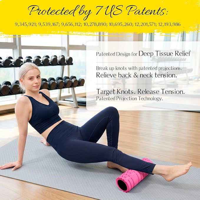 Foam Roller 13" Multi Density Fitness Exercise for Muscle Recovery | Massage Roller for Deep Tissue, Relieves Tight, Sore Muscles & Kinks, Improves Mobility & Circulation, Targets Key Body Parts