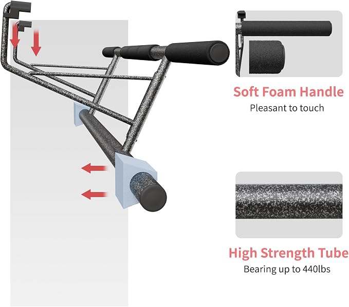 MOMODA Doorway Pull Up Bar, Home Gym Fitness Chin-Up Bar for Door Frame
