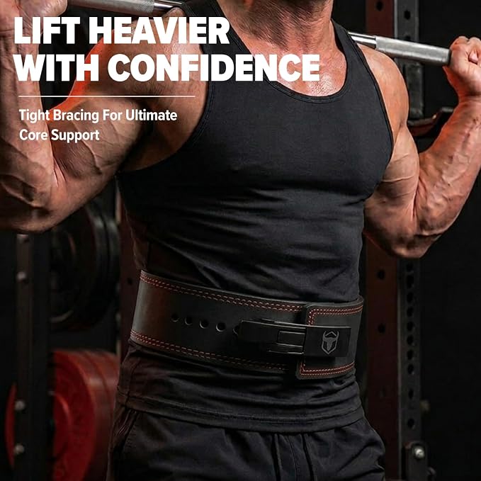 Powerlifting Lever Belt - 10mm / 13mm Weight Lifting Belt (USPA & IPL Approved) for Heavy Weightlifting - Lower Back Leather Support for Deadlifts and Squats