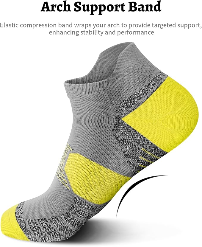 Ankle Compression Socks for Women 6 Pairs Running Socks with Arch Support | Athletic Womens Ankle Socks for Running, Gym, Workouts, Long-Distance Walking, Travel, Daily Use, Relieve Plantar Fasciitis