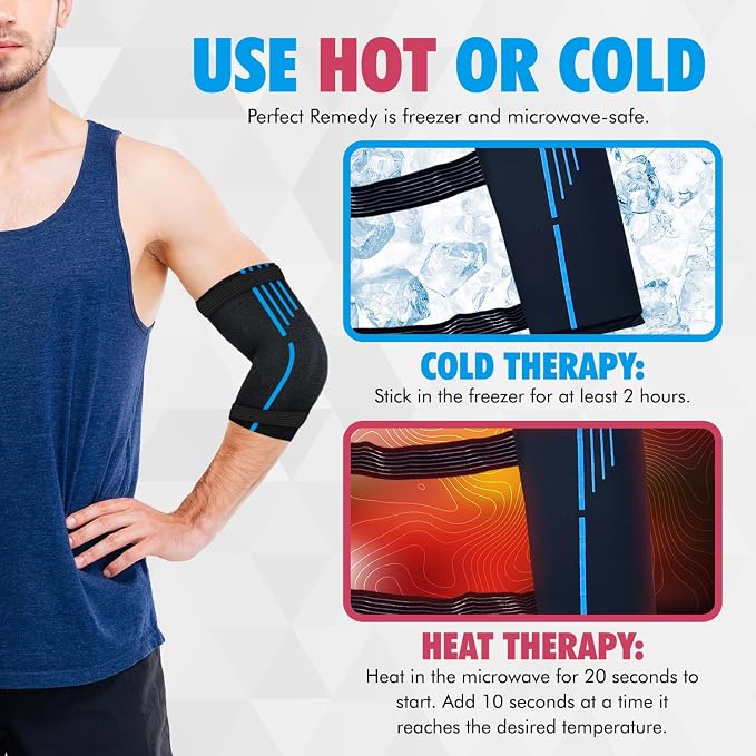 Freeze Sleeve - Hot & Cold Arm Ice Pack Wrap Compression - Tennis Elbow Cold Pack Compression for Support in Injuries - Ice Sleeve for Knee, Elbow (Small-Medium)