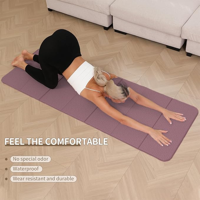 PAIDU Foldable Yoga Mat 10mm Thick, 75"x26" Non-Slip Fitness Exercise Mat | SGS Certified| uick Fold，Easy Storag，Portable for Yoga/Pilates/Studio/Home Workout