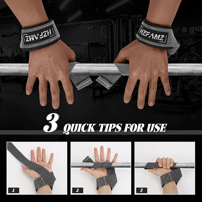 Lifting Straps, Lifting Wrist Straps for Weightlifting, Weightlifting Straps with Padded Neoprene, Gym Straps for Strength Training, Bodybuilding, Weight Lifting Straps for Men and Women