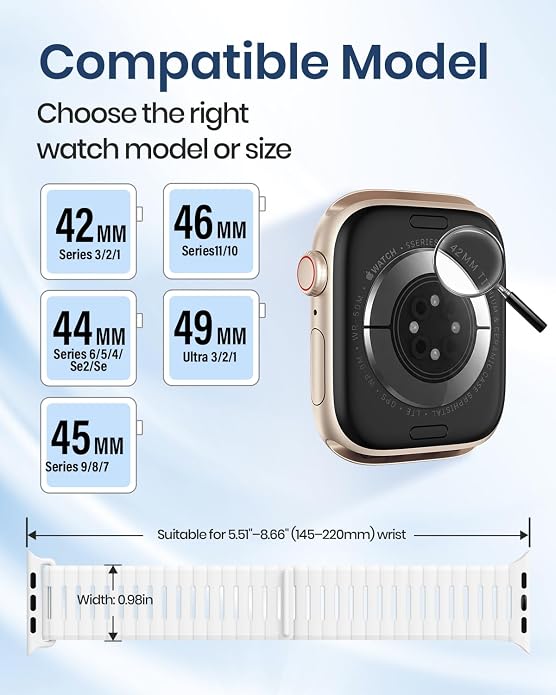 Magnetic Sport Bands Compatible with Apple Watch Bands for Men Women | Silicone Wristband 49mm 46mm 45mm 40mm 44mm 38mm 41mm 42mm, Replacement for iWatch Ultra Series 11 10 9 8 7 6 5 4 3 2 1 SE