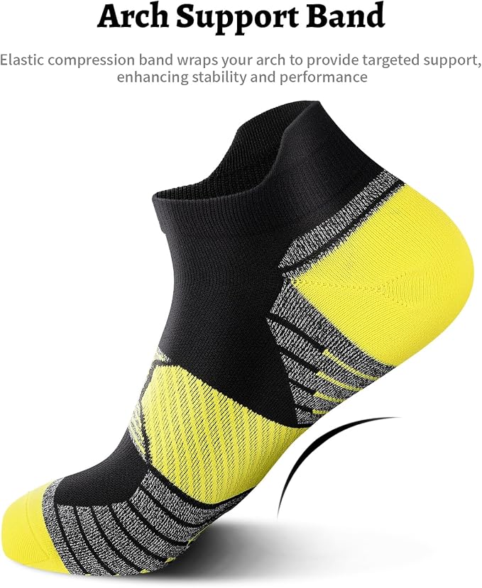 Ankle Compression Socks for Women 6 Pairs Running Socks with Arch Support | Athletic Womens Ankle Socks for Running, Gym, Workouts, Long-Distance Walking, Travel, Daily Use, Relieve Plantar Fasciitis