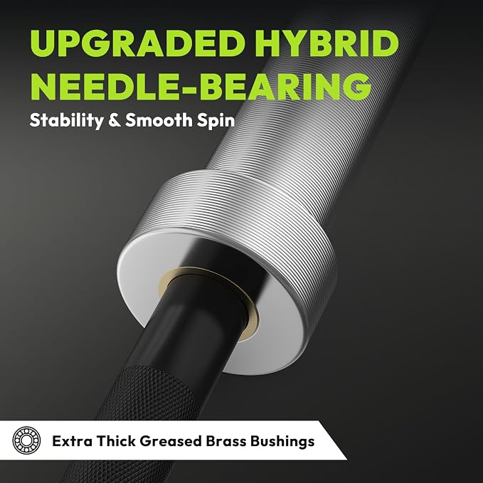 HANDBODE Olympic Barbell, 4FT, 5FT, 6FT & 7FT Weight Bar, Multiple Options | 2-Inch Needle Bearings, Hard Chrome Coating, Knurled Grip, Powerlifting, Bench Press, Deadlift, Squat, Hip Thrusts And Cleans