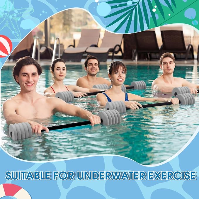 Soulchen Long Aquatic Exercise Dumbbells Pool Exercise Foam Water Weights Dumbbell Aquatic Pool Barbells with High Density EVA Foam for Swim Water Aerobics Workouts Loss