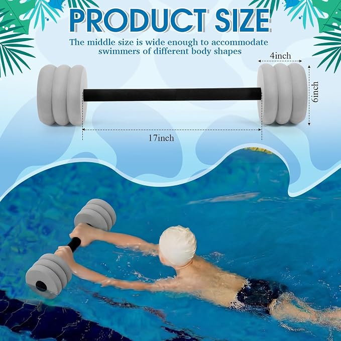 Soulchen Long Aquatic Exercise Dumbbells Pool Exercise Foam Water Weights Dumbbell Aquatic Pool Barbells with High Density EVA Foam for Swim Water Aerobics Workouts Loss