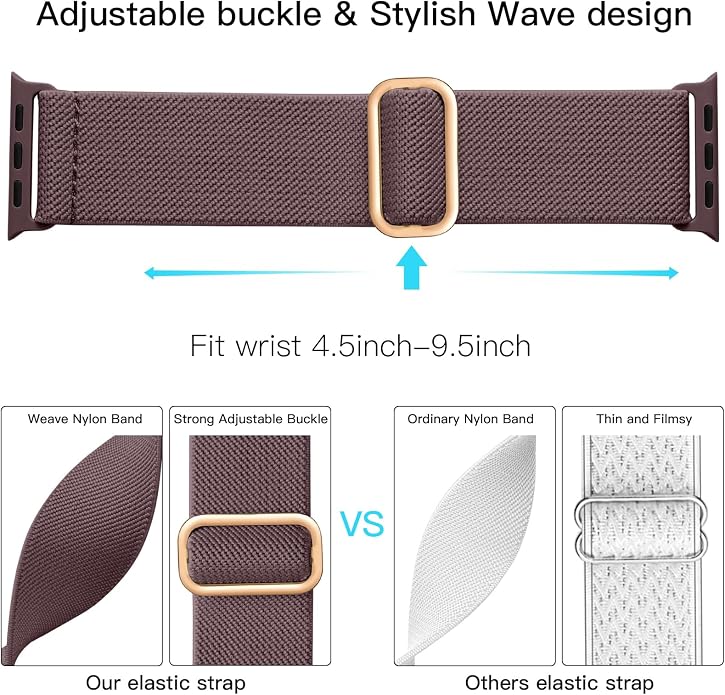 Lerobo Braided Band Compatible with Apple Watch Series 11 10 9 8 7 46mm 45mm 41mm Ultra SE 3 2 1 49mm Series 6 5 4 3 44mm 40mm 38mm 42mm Men iWatch Bands Women Stretchy Nylon Solo Loop Sport Strap