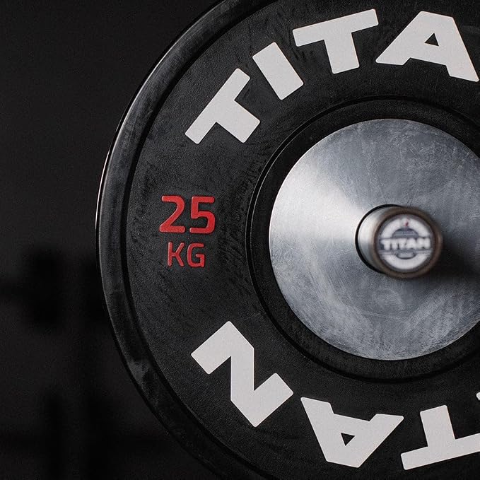 Titan Fitness Elite Olympic Bumper Plates, Competition Weight Plates, Rubber Rubber with Steel Insert
