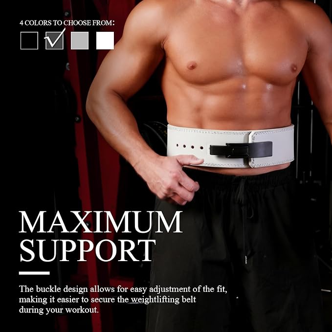 Weight Lifting Belt, 10mm Thick, 4-Inch Wide Heavy Duty Leather Lever Gym Belt, Ideal for Weightlifting, Squats, Deadlifts, Powerlifting, Cross Training and Weight Training