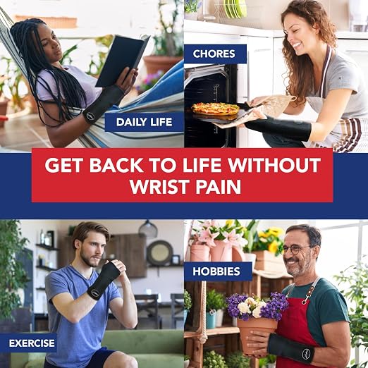Dr. Arthritis Nighttime Pain Relief Wrist Brace for Carpal Tunnel, Tendonitis, Arthritis | Fits & Soothes Aches in Both Hands | Palm Cushion Beads for Hot Spots | Breathable Fabric (1 Pack - Black)