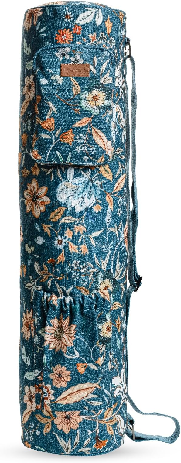 Maison d' Hermine Yoga Mat Duffle Bag Gym Tote Yoga Mat Carry Bag | Cylindrical bag for Woman Men Gifts Adjustable shoulder straps with Drawstring Water Bottle Pocket and zipper pocket