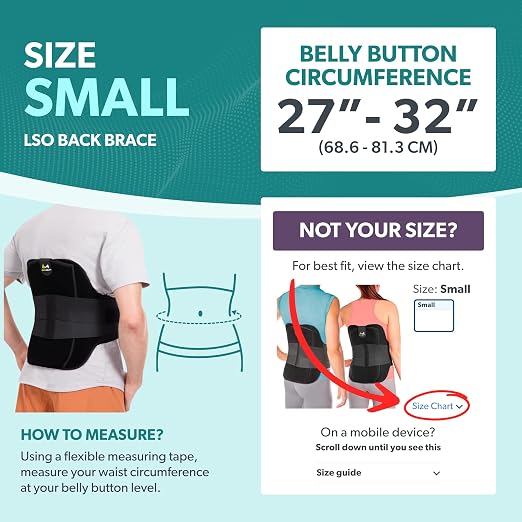 BraceAbility LSO Back Brace for Women and Men - Medical-Grade Lumbar Brace for Herniated Disc, Sciatica, Spinal Stenosis, Spondylolisthesis, Post-Surgery Recovery, Hot and Cold Therapy (S)