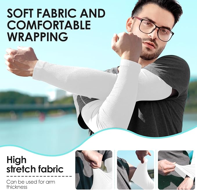 RHsia 4 Pairs UV Sun Protection Arm Sleeves for Men Women, Compression Cooling Sun Sleeves - Sports - Workouts - Tattoo Cover