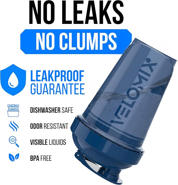 VELOMIX 2 Pack 20oz Protein Shaker Bottle for Protein Mixes, Green/Blue | 2x Wire Whisk, Leak Proof Shaker Cups for Protein Shakes, Stackable, Dishwasher safe, BPA free, Pre Workout and Fitness ready