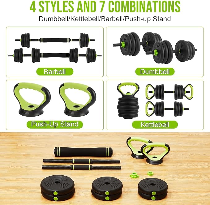 Adjustable Dumbbells, 44/66/88Lbs Free Weight Set with Connector, 4 In1 Weight Dumbbell Set Used As Kettlebells, Barbell, Push Up Stand, Fitness Exercise for Home Gym Suitable Men/Women