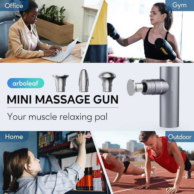 arboleaf Mini Massage Gun Deep Tissue with Metal Heads, Muscle Massager | Premium All-Metal Attachments with a Compact Design and Quiet Motor for Targeted Recovery at Home, the Gym, or on the Go