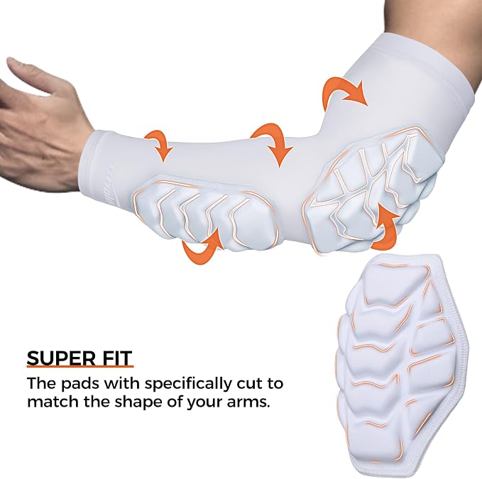 COOLOMG Football Arm Pads Padded Forearm Elbow Sleeves | Padded Compression Arm Sleeves for Football Basketball Volleyball 1 Pair