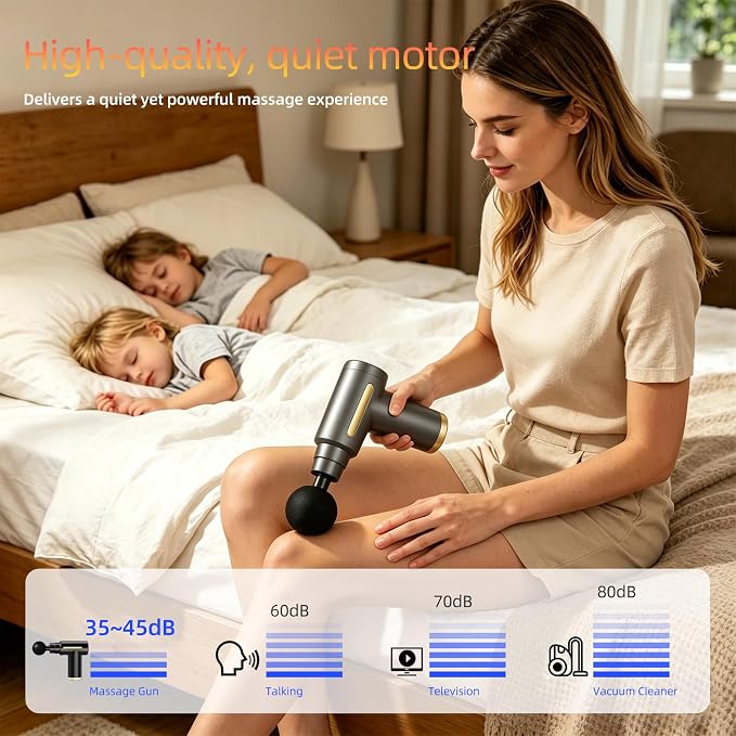 Massage Gun, Electric Massager, Suitable for Whole Body to Relieve Fatigue, Replaceable Massage Head Impact Massager, The Best Choice for Gift Giving (Gray-720)