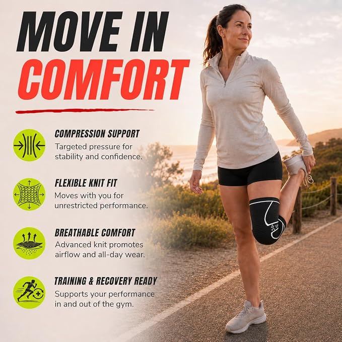 Knee Brace for Men and Women Knee Compression Sleeve Knee Support Wraps for Arthritis Joint Pain Relief, Workout, Swelling, Sports, Circulation, Running, Recovery for ACL & Meniscus Tear