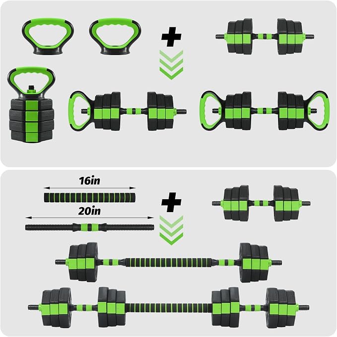 Garvee Adjustable Dumbbell Set, 44/66/88Lbs Free Weight Set with Connector, 4 in 1 Gym Set Used as Kettlebell, Dumbbell, Push up Stand, Weight Plate, Home Gym Weight Dumbbells Set, Fitness Exercises
