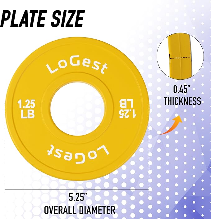 Logest Change Weight Plates 0.50LB 1.25LB 2.5LB 5LB Set Weight Plates for Olympic Bars Perfect for Strength Training Weight Plates Exercise Balance Increase Fractional Plate Olympic Bumper Plates