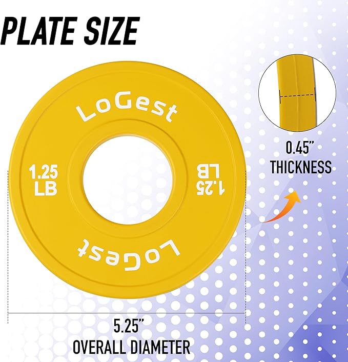 Logest Change Weight Plates 0.50LB 1.25LB 2.5LB 5LB Set Weight Plates for Olympic Bars Perfect for Strength Training Weight Plates Exercise Balance Increase Fractional Plate Olympic Bumper Plates