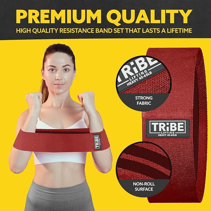 Fabric Resistance Bands for Working Out, 3-Pack for Legs and Glutes | Booty bands for women and men, non-slip grip, 3 resistance levels, for squats, lunges, hip thigh training, glute activation