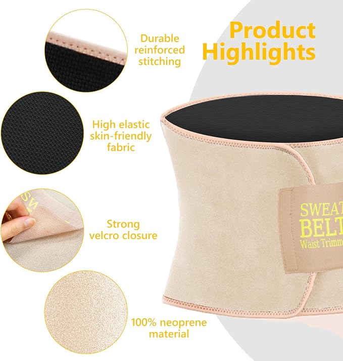 AMZBOSS Waist Trainers for Women Belly Fat, Waist Sweat Band for Women | Sweat Waist Trainer for Women, Belly Band Sweat Belt, Sweat Band for Stomach Weight Loss, Belly Wrap Waist Trimmer