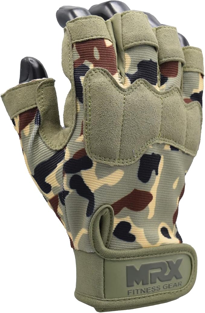 MRX Weightlifting Gloves for Men Workout Gloves Mens Wrist Support Lifting Gloves Male Gym Gloves | Workout Gym Accessories for Men Weight Lifting Fingerless Gym Exercise for Powerlifting
