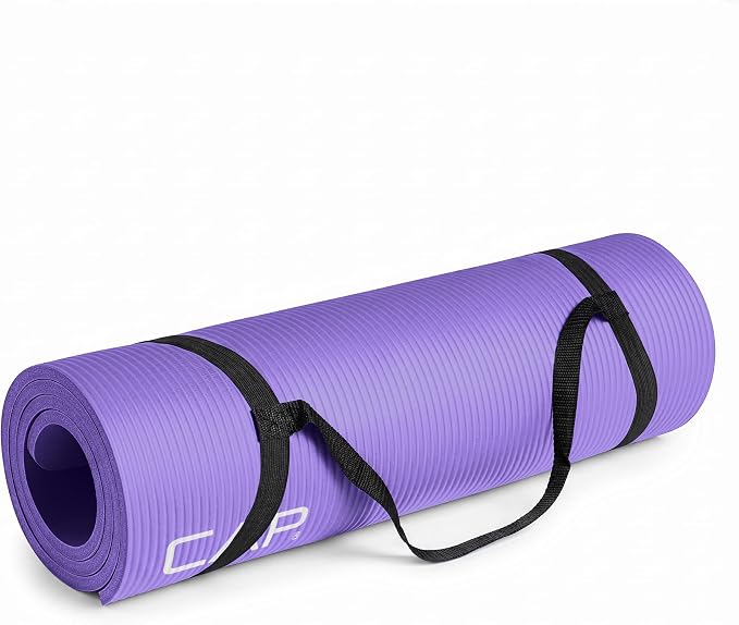 CAP Barbell 1/2-Inch High Density Exercise Yoga Mat with Strap | Multiple Options