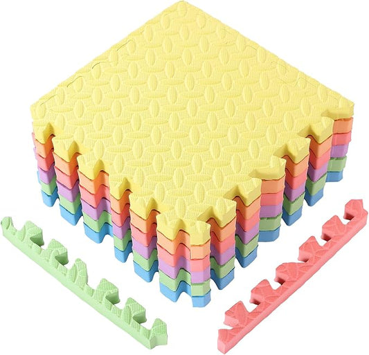 Arrowbash 12x12x1 Inch EVA Thick Interlocking Foam Floor Tiles Puzzle Exercise Mat Foam Mats for Home Gym Pets(Multicolor,12)