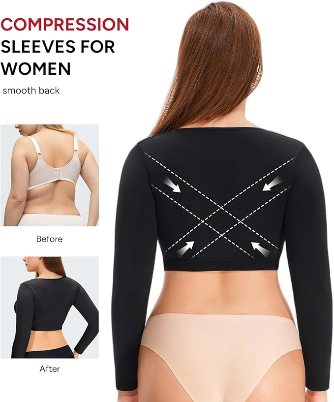 Nebility Arm Compression Sleeve Women Arm Shaper Post Surgery Post Surgery Front Closure Bra