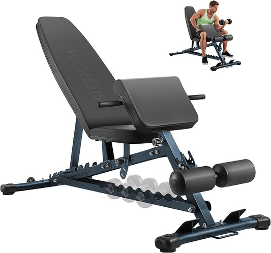 1000 LBS Adjustable Weight Bench with Roman Chair 75°to -20°FID | Utility Workout Bench for Home Gym Sit Up/Decline/Incline Bench Press Exercise Equipment Strength Training