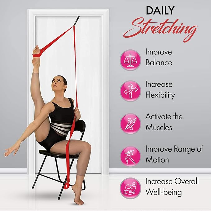 Stretching Strap with Door Anchor for Splits and Flexibility Training | Improve Leg Flexibility at Home, Ideal for Ballet, Dance, Cheerleading, Yoga, Pole Dance and Gymnastics