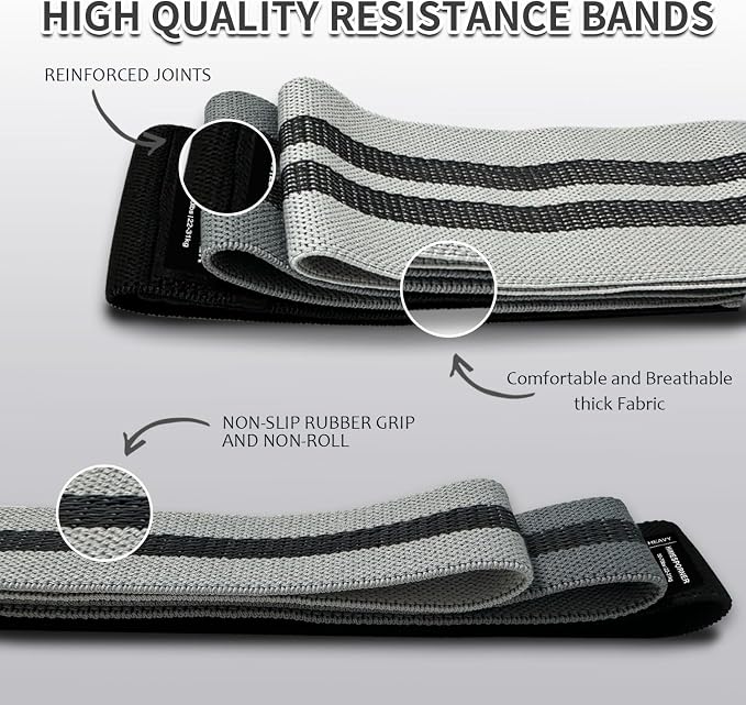 HIMESPORNER 9 PCS Fabric Resistance Bands Set for Working Out | Non-Slip Exercise Booty Bands for Women Men Leg Glutes with Hair Ties and Tape Measure - for Home Gym Workout, Yoga, Pilates